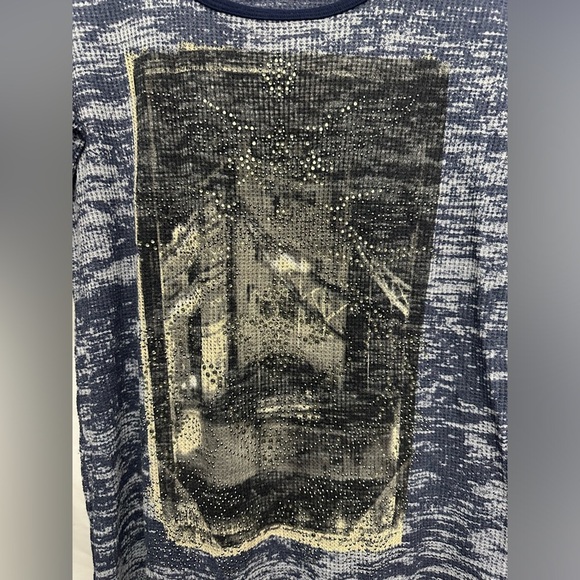 Sledge USA Vintage Rhinestone Embellished Waffle Knit Top Size XL Y2K - Picture 4 of 5